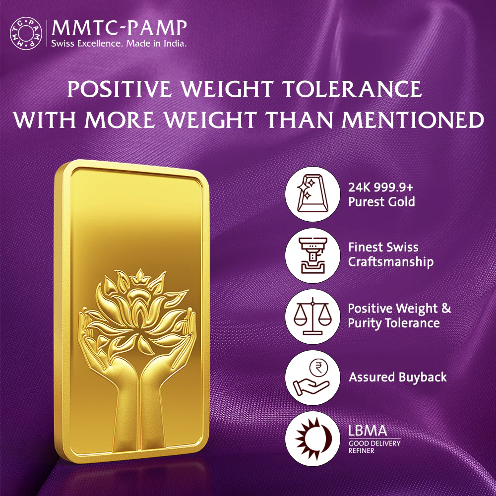 24K (999.9+) Purest 100 gm Lotus Gold Bar - Image 4